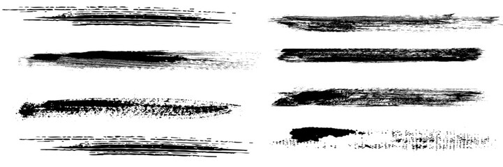 Black brush stroke set isolated on background. Paint brush stroke vector for ink paint, grunge design element, dirt banner, watercolor design, dirty texture. Trendy brush stroke, vector illustration