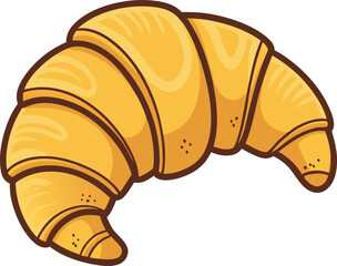 Golden Croissant Vector Illustration on Transparent Background – Perfect for Bakery and Pastry Designs