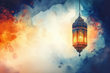 Obraz premium Abstract Moroccan lantern with splattered paint and spiritual ambiance