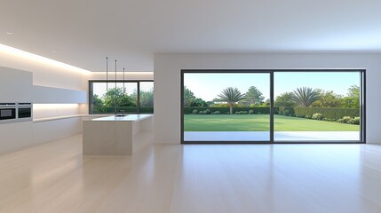 Modern Minimalist Kitchen with Stunning Garden View