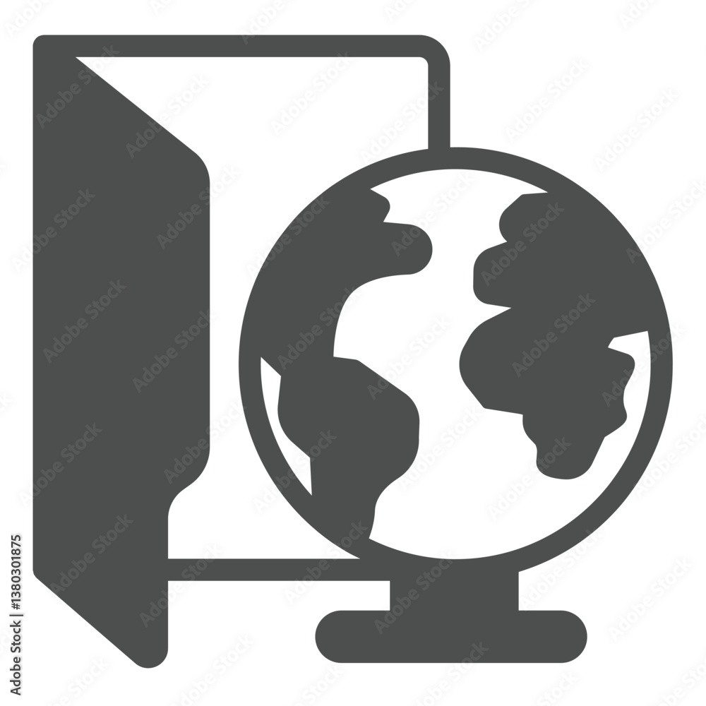 Poster network folder with connection solid icon, windows pack concept. vector graphics. folder and planet 