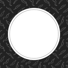 chilli frame. doodle chilli circle frame. hand drawn chilli frame background. chilli background