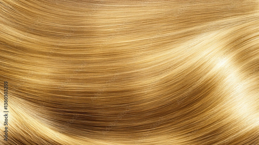 Poster abstract sheet of warped brushed gold with swirling patterns and reflections, illuminated by light t