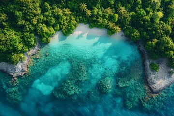 Serene Tropical Island Paradise: Pristine Beach and Lush Forest