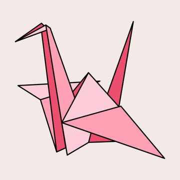Pastel Geometric Origami Crane Vector Illustration