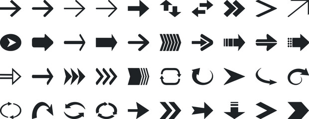 Flat arrow vector, diverse direction vector illustration, navigation, pointing symbols, black arrows