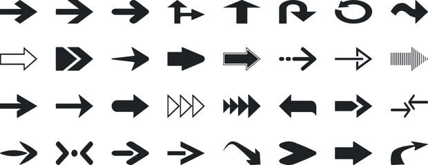 Flat arrow vector, diverse direction vector illustration, navigation, pointing symbols, black arrows