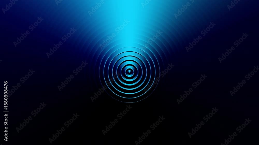Aufkleber abstract futuristic background animation of dark 3d rings wave motion with glowing blue lights, 4k s