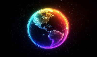 Obraz premium a colorful earth globe shining with vibrant colors against a dark backdrop