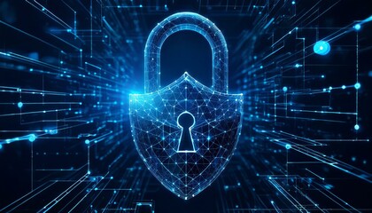 binary code with shield and lock for security concept
