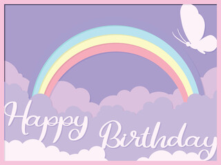 Paper cut style, greetings card, vector illustration of a happy birthday card. Shadow box layered card