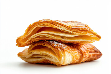 Isolated crispy golden croissant with flaky layers culinary delight minimalist background bright environment close-up view for food photography enthusiasts