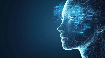 A tech professional using a transparent AI prompt generator, displaying real-time text suggestions in neon blue.