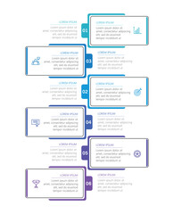 Obraz premium Infographic design business template with 6 options, steps. Can be used for workflow layout, diagram, annual report, web design
