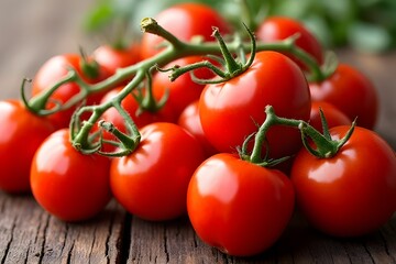 Organic tomato on wooden board. Fresh vegetable. Organic food. Food ingredients