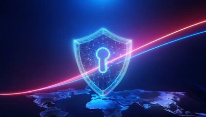 binary code with shield and lock for security concept