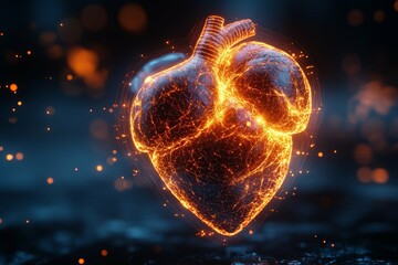 Burning Heart Anatomy Illustration