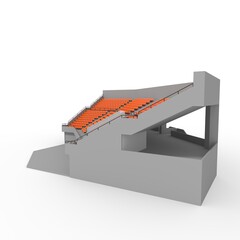 3d render Stadium Tribune design Corner element. Furniture