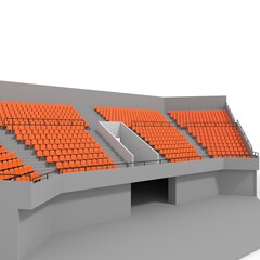 3d render Stadium Tribune design Corner element. Furniture