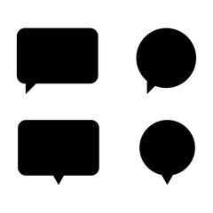 Chat Bubble Icons, Black Silhouettes, Speech Balloons, Communication Symbols, Message Box Set, Digital Conversation, Social Media, Minimalist Design.