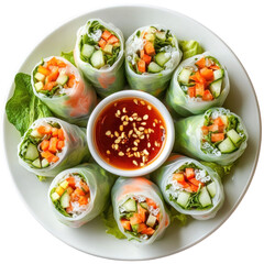 Fresh Vegetable Spring Rolls on transparent background