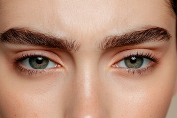 Fototapeta premium Intense gaze captures emotions with striking green eyes and defi