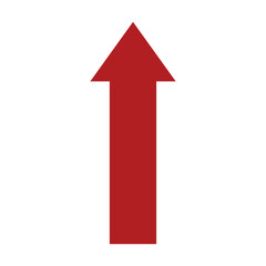 red arrow up isolated on white background, red arrow pointing up on white background. 