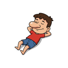 Cartoon Man Relaxing Vector - Peaceful Rest Illustration