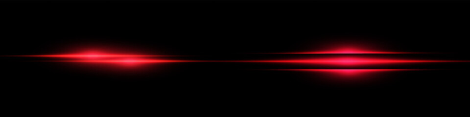 Bright horizontal beam of light on black background. Glowing laser effect creating futuristic and sci-fi aesthetics. Suitable for technology, energy, speed and digital design themes.