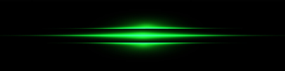 Bright horizontal beam of light on black background. Glowing laser effect creating futuristic and sci-fi aesthetics. Suitable for technology, energy, speed and digital design themes.