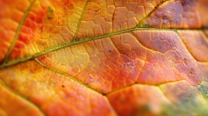 Obraz premium Close-up of a vibrant autumn leaf. Detailed texture and color