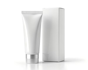 Naklejka premium a beautiful blank Cosmetic Cream Tube Mockup white with box 