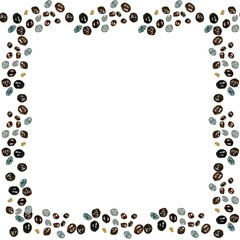 Papaya seeds watercolor illustration square frame isolated on white. Hand-painted tropical fruit clip art is perfect for culinary designs, labels, prints, cards, packages and menu. Textured