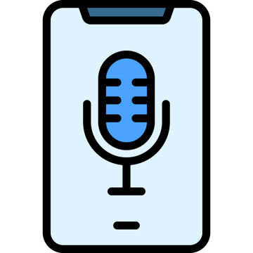 smartphone with blue microphone icon clip art preview