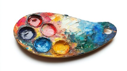 Fototapeta premium Colorful artist's palette, various hues of paint