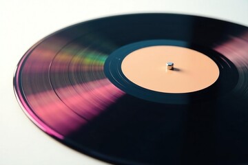 Close-up shot of a single boom bap record on white , music, simple, blank