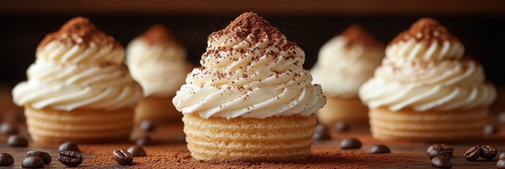 Delicious Tiramisu Cupcakes with Coffee Beans