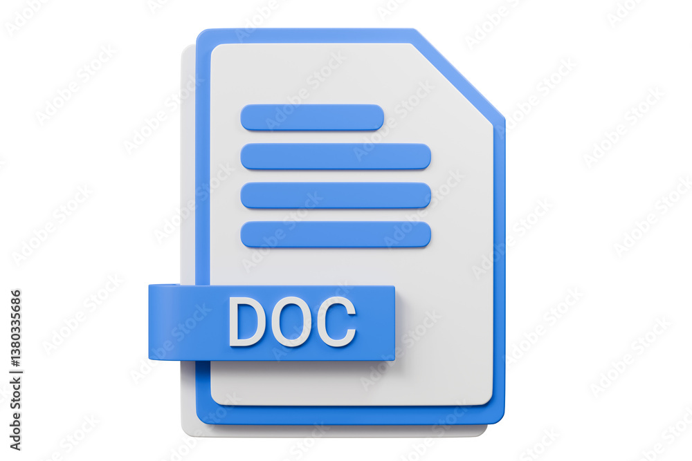 Poster 3d file doc icon. minimal word document icon. document form. business work company icon concept. 3d 