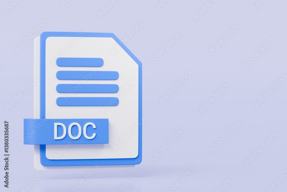 Poster 3d file doc icon. minimal word document icon. document form. business work company icon concept. 3d 
