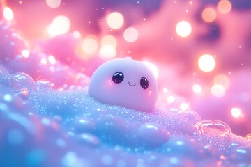 Happy Mochi in a Sparkling Pastel Dreamland