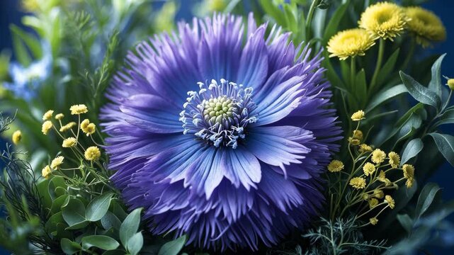 A stunning blue flower radiating freshness.