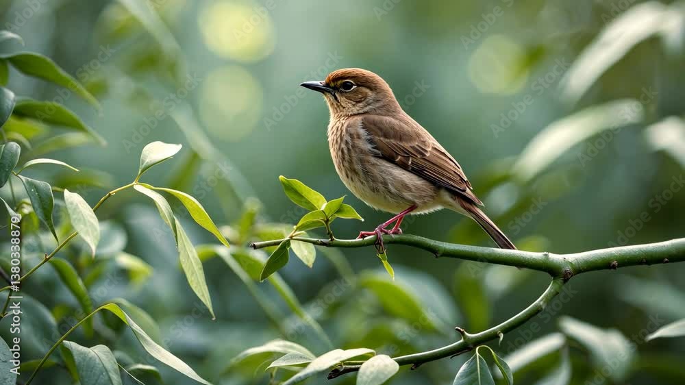 Poster a typical babbler resting on a tiny branch on a chilly day