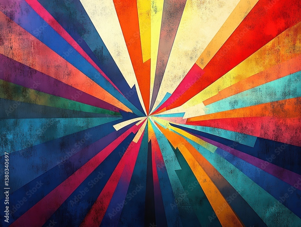 Poster colorful abstract arrows converging in dynamic teamwork composition