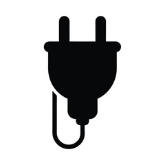 Simple Black Power Plug Icon.
