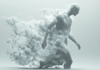 Dynamic Running Man Abstract Vector Illustration in Low-Poly Style for E-Business and Health