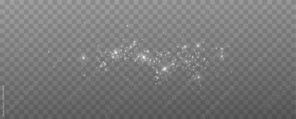 Poster shimmering particles. dust sparkles. light effect.