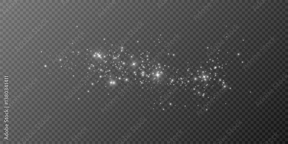 Poster shimmering particles. dust sparkles. light effect.
