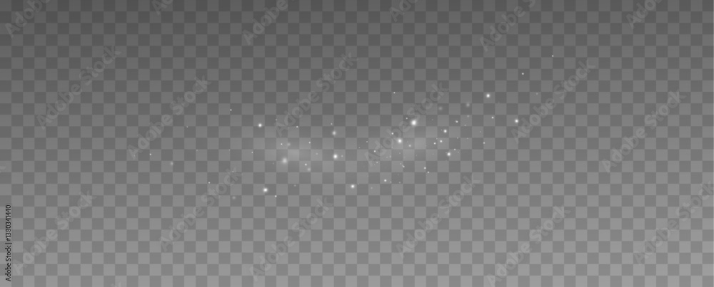 Poster shimmering particles. dust sparkles. light effect.