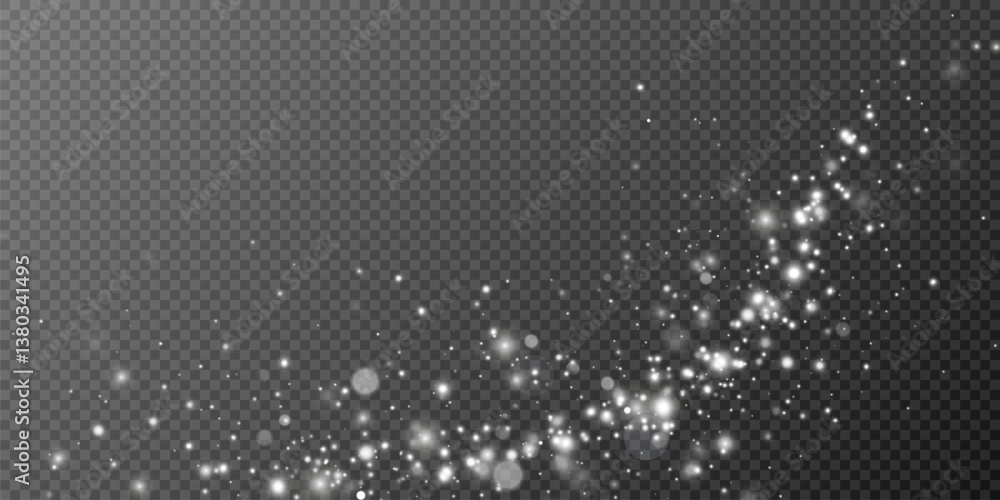 Poster shimmering particles. dust sparkles. light effect.