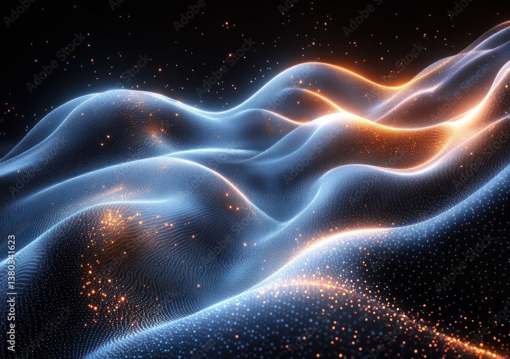 Poster futuristic digital minimalism abstract design with crescent wave patterns
